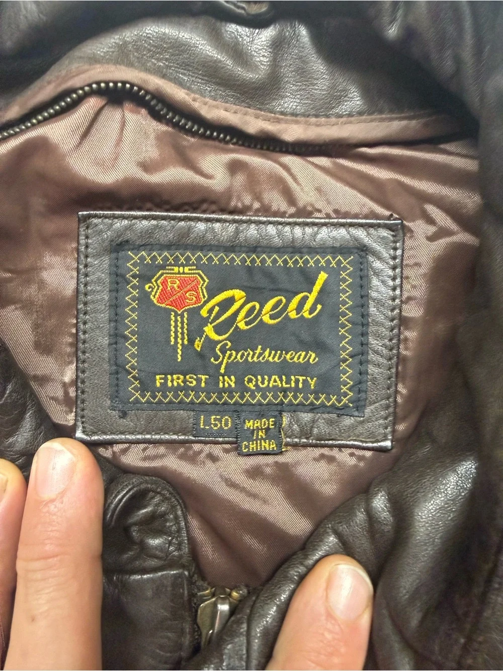 Vintage Reed Sportswear Brown Leather Bomber Jacket Men size 50L